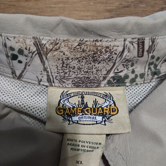 Game Guard Hunting Shirt Men XL Tan Camo Long Sleeve Outdoor Shooting Vented - Picture 3 of 6